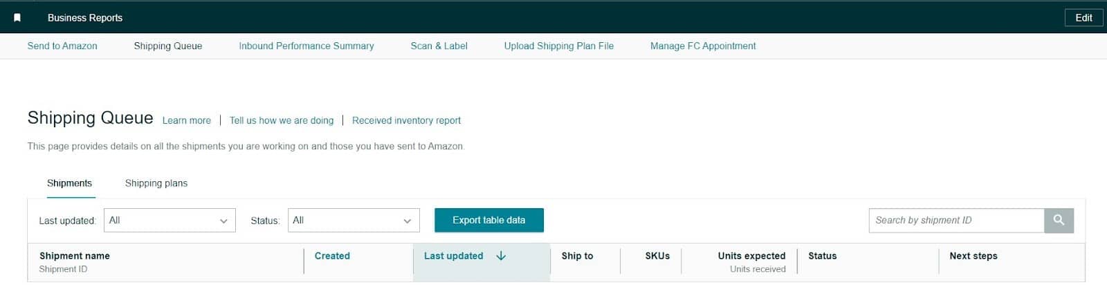 Amazon shipping queue